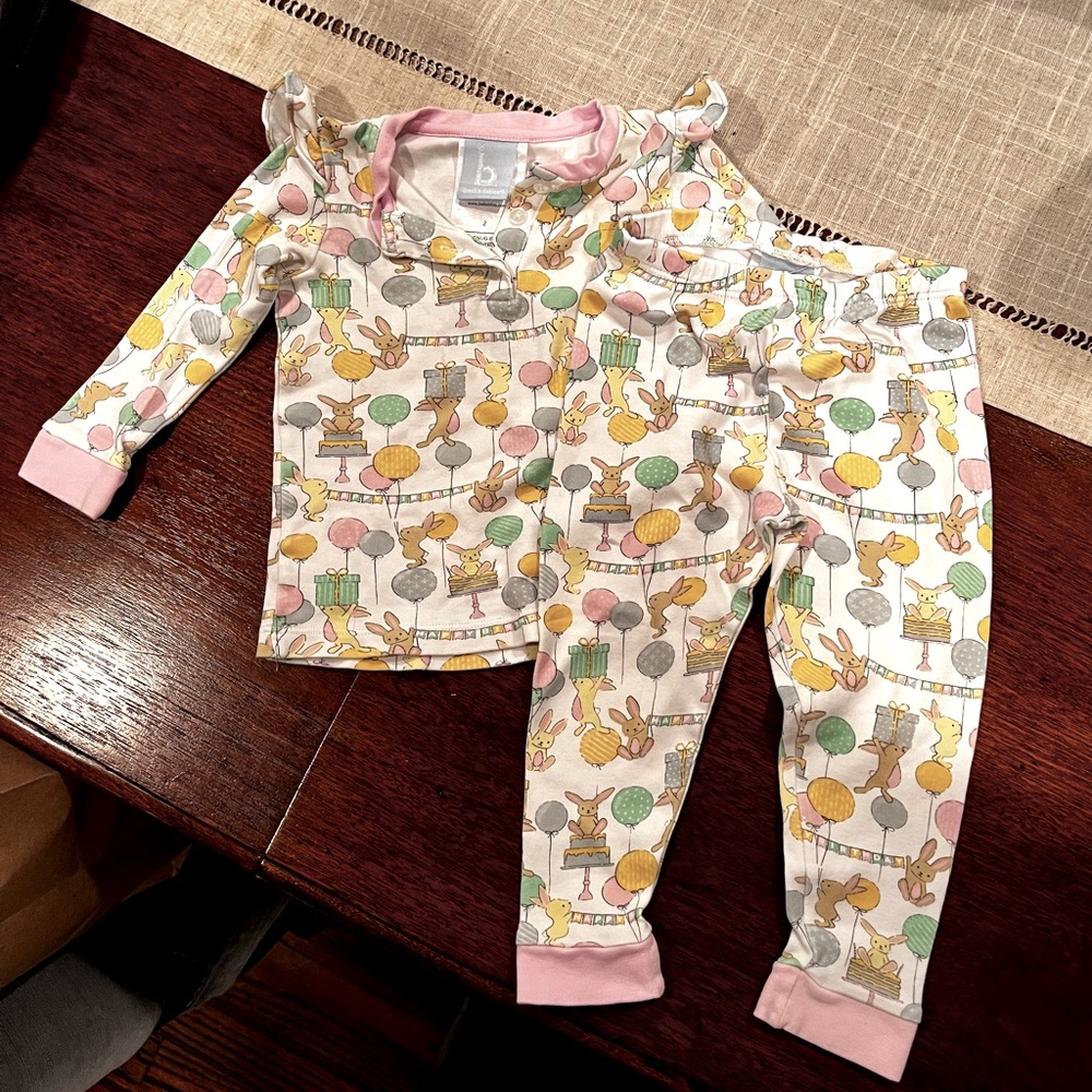 Bella Bliss Size 2 Birthday Bunny Pajama Set for Girls
